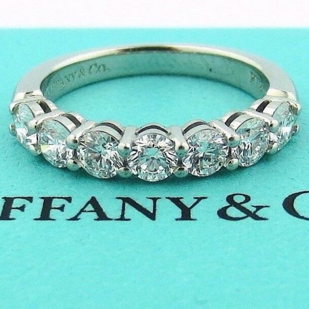 Tiffany Forever Embrace Shared Diamond Eternity Wedding 0.91Ct 3.5mm Ring